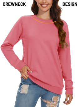 TACVASEN Women's Lightweight Crew Neck Long Sleeve Fleece Lining Sweatshirts Casual Pullover Outdoor Sweatshirts Sportswear Tops