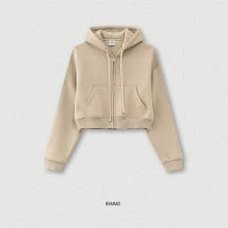 ZODF 2024 Winter Women Zipper Crop Hoodies Female Girls Solid 345gsm Warm Fleece Short Hooded Zip-Up Coat HY0911