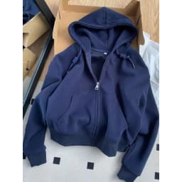 Short Hooded Zip Up Sweatshirt Jacket Women Korean Style Loose Long-sleeved Harajuku Casual Open Front Tops Hoodie Female