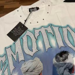 2026 MIXED EMOTION Rhinestone Shirt Streetwear Cotton Loose Round Neck Top Tees Oversized Tee Top Trendy