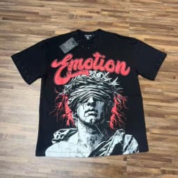 2026 MIXED EMOTION Rhinestone Shirt Streetwear Cotton Loose Round Neck Top Tees Oversized Tee Top Trendy