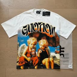 2026 MIXED EMOTION Rhinestone Shirt Streetwear Cotton Loose Round Neck Top Tees Oversized Tee Top Trendy