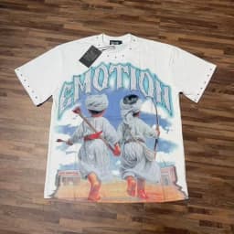 2026 MIXED EMOTION Rhinestone Shirt Streetwear Cotton Loose Round Neck Top Tees Oversized Tee Top Trendy