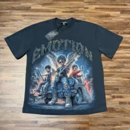 2026 MIXED EMOTION Rhinestone Shirt Streetwear Cotton Loose Round Neck Top Tees Oversized Tee Top Trendy