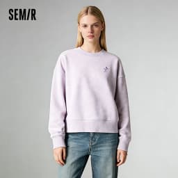Semir Oversize Hoodie Women Spring Embroidered Split Basic Layer Trendy Pullover Casual Loose Comfortable Stylish Top