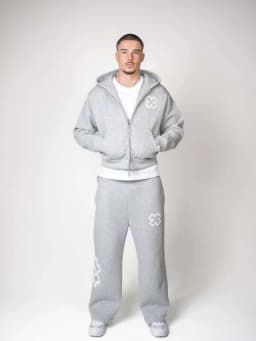 New 2026 Fashion Olive Green Embroidered Zipper Hoodie & Pants Set, Men's Street Style Fashion Loose Casual 2-Piece Sportswear
