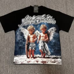 2026 MIXED EMOTION Rhinestone Short Sleeve Men Women Tshirt Streetwear Cotton Loose Round Neck Top Tees Oversized Tee Top Trendy