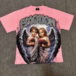 2026 MIXED EMOTION Rhinestone Short Sleeve Men Women Tshirt Streetwear Cotton Loose Round Neck Top Tees Oversized Tee Top Trendy