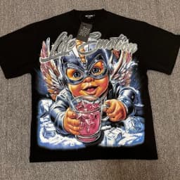 2026 MIXED EMOTION Rhinestone Short Sleeve Men Women Tshirt Streetwear Cotton Loose Round Neck Top Tees Oversized Tee Top Trendy