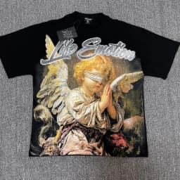 2026 MIXED EMOTION Rhinestone Short Sleeve Men Women Tshirt Streetwear Cotton Loose Round Neck Top Tees Oversized Tee Top Trendy