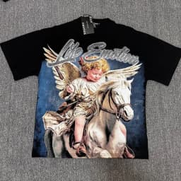 2026 MIXED EMOTION Rhinestone Short Sleeve Men Women Tshirt Streetwear Cotton Loose Round Neck Top Tees Oversized Tee Top Trendy