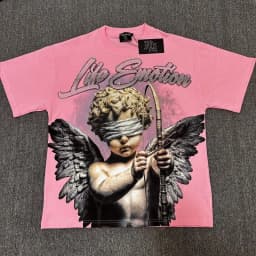 2026 MIXED EMOTION Rhinestone Short Sleeve Men Women Tshirt Streetwear Cotton Loose Round Neck Top Tees Oversized Tee Top Trendy
