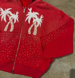 America Harajuku Palm Tree Letter Embroidery Loose Hoodie Y2k Hip Hop Fashion Sequin Splice Women Sweatshirt Street Men Clothing