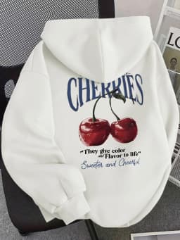 Hoodie Women's Cherry Print Hooded Sweatshirt Oversized Casual Pullover with Cherry Graphic Hoodies Hip Hop