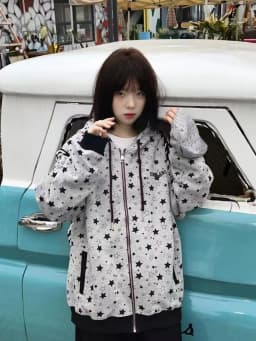 2026 Spring Fashion Letter Print Hooded New Clothing American Polka Dot Star Sweatshirts Women Y2k Sweet Loose Casual Jacket