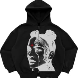 Street sports zipper printed cardigan 2024 new street trend hooded sweatshirt fashion men's Y2K loose retro pocket sweatshirt