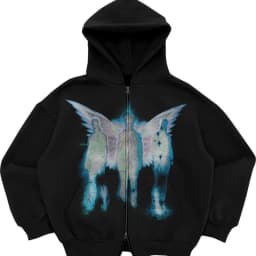 Street sports zipper printed cardigan 2024 new street trend hooded sweatshirt fashion men's Y2K loose retro pocket sweatshirt