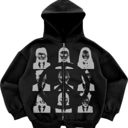 Street sports zipper printed cardigan 2024 new street trend hooded sweatshirt fashion men's Y2K loose retro pocket sweatshirt