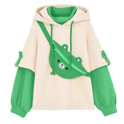 Bear Hoodie For Womens Autumn Casual Fashion Oversized Color Block Sweatshirt Unisex Long Sleeve Hooded Y2k Streetwear свитшот