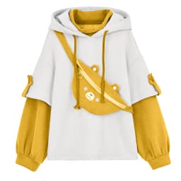 Bear Hoodie For Womens Autumn Casual Fashion Oversized Color Block Sweatshirt Unisex Long Sleeve Hooded Y2k Streetwear свитшот