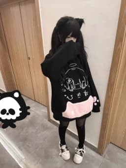 Y2K Aesthetic Grunge Subcultural American Streetwear Punk 2000s E-girls Harajuku Gothic Kawaii Sweatshirt Anime Hoodie Tops
