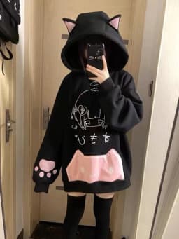 Y2K Aesthetic Grunge Subcultural American Streetwear Punk 2000s E-girls Harajuku Gothic Kawaii Sweatshirt Anime Hoodie Tops