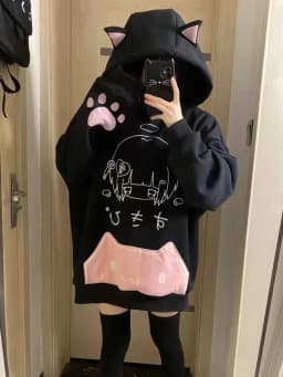 Y2K Aesthetic Grunge Subcultural American Streetwear Punk 2000s E-girls Harajuku Gothic Kawaii Sweatshirt Anime Hoodie Tops