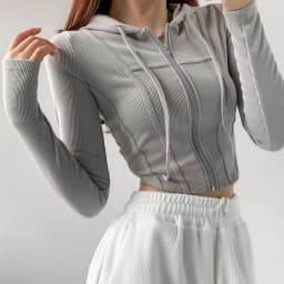 Fashion Slim Short Zip-up Sweatshirts Women Sexy Solid Color Crop Tops Hooded Cardigans Korean Streetwear Hoodies Female