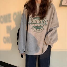 Fleece Lined Hoodless Sweatshirt Women's Spring Autumn Winter Thin Loose Korean Style Retro Hong Kong Style Chic Top Coat