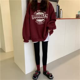 Fleece Lined Hoodless Sweatshirt Women's Spring Autumn Winter Thin Loose Korean Style Retro Hong Kong Style Chic Top Coat