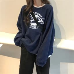 Fleece Lined Hoodless Sweatshirt Women's Spring Autumn Winter Thin Loose Korean Style Retro Hong Kong Style Chic Top Coat