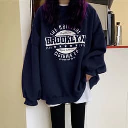 Fleece Lined Hoodless Sweatshirt Women's Spring Autumn Winter Thin Loose Korean Style Retro Hong Kong Style Chic Top Coat