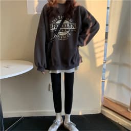 Fleece Lined Hoodless Sweatshirt Women's Spring Autumn Winter Thin Loose Korean Style Retro Hong Kong Style Chic Top Coat