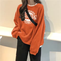 Fleece Lined Hoodless Sweatshirt Women's Spring Autumn Winter Thin Loose Korean Style Retro Hong Kong Style Chic Top Coat