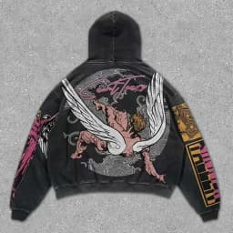 Printed skull sweatshirt trendy brand men and women retro spring and autumn new hot-selling trendy loose fashion pullover hoodie