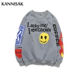 Sweatshirts Women Fleece Print O-neck Pullovers Women Streetwear Harajuku Loose Autumn Winter Sweatshirt Casual Couple Clothes