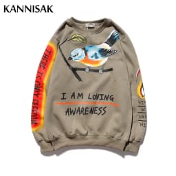 Sweatshirts Women Fleece Print O-neck Pullovers Women Streetwear Harajuku Loose Autumn Winter Sweatshirt Casual Couple Clothes