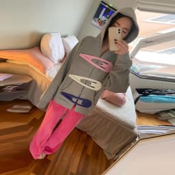 Fashion Grey Hoodie Jacket With Blue Pin For Women Y2k Casual Long Sleeve Pocket Coat Lady 2026 Spring Chic Street Outerwear