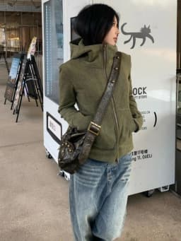 Streetwear Vintage Green Harajuku Hoodies Women Preppy Style Casual Loose Hoody Y2k Aesthetic Grunge Zipper Sweatshirt Tops