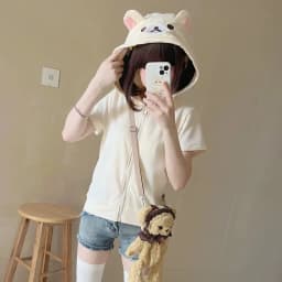 Japanese Cute Core Bear Ears Subculture Slim Fit Zip Up Hoodie Spring Summer New Sweet Girl Sweatshirts Cardigan Jacket Y2k Top