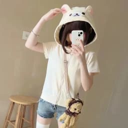 Japanese Cute Core Bear Ears Subculture Slim Fit Zip Up Hoodie Spring Summer New Sweet Girl Sweatshirts Cardigan Jacket Y2k Top