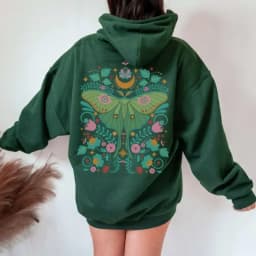 Bug Goblincore Moon Phases Moth Hoodie Luna Moth Sweatshirt Dark Academia Clothing Cottagecore Top Witchy Sweater Insect Tshirt
