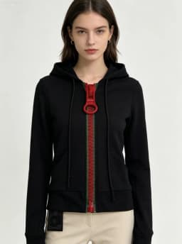 Y2K Giant Zipper Hoodie Women's Streetwear Harajuku Style Autumn Top Slim Fit Long Sleeve O-Ring Zipper Jacket Coat