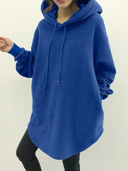 ZANZEA Women's Hoodies Long Sleeve Sweatshirts 2025 Spring Casual Solid Loose Long Drawstring Pullovers Oversized Streetwear 7