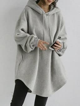 ZANZEA Women's Hoodies Long Sleeve Sweatshirts 2025 Spring Casual Solid Loose Long Drawstring Pullovers Oversized Streetwear 7
