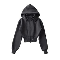 Zipper Fleece Lined Hooded Sweatshirt Jacket Loose Casual Sportswear Stand Collar Removable Hat Autumn Winter Women's Clothing