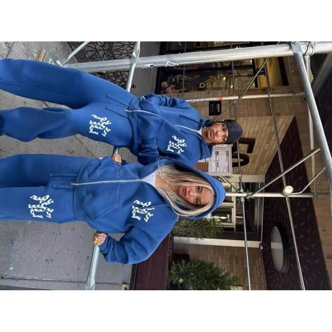 American vintage zipper hoodie sweater 2025 new European and American spring and summer high street fashion trendy printed top