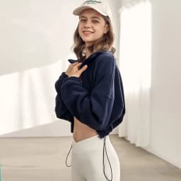 Autumn Winter New Fleece-lined Sports Jacket Women Sweatshirt Loose Slim Solid Vertical Collar Yoga Clothing Warm Tops Outdoor