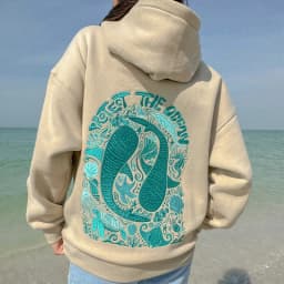 Starfish Whale Embroidery Hibiscus Sweatshirt Autumn Preppy Oversized Graphic Hoodies for Women Teen Girls Long Sleeve Pullover