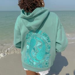 Starfish Whale Embroidery Hibiscus Sweatshirt Autumn Preppy Oversized Graphic Hoodies for Women Teen Girls Long Sleeve Pullover